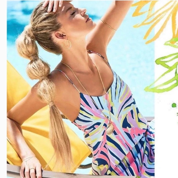 Lilly Pulitzer silk slip dress with ruffle hem Sz XS - Picture 3 of 11